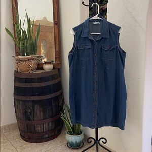 Sleeveless Denim Shirt Dress.  EUC